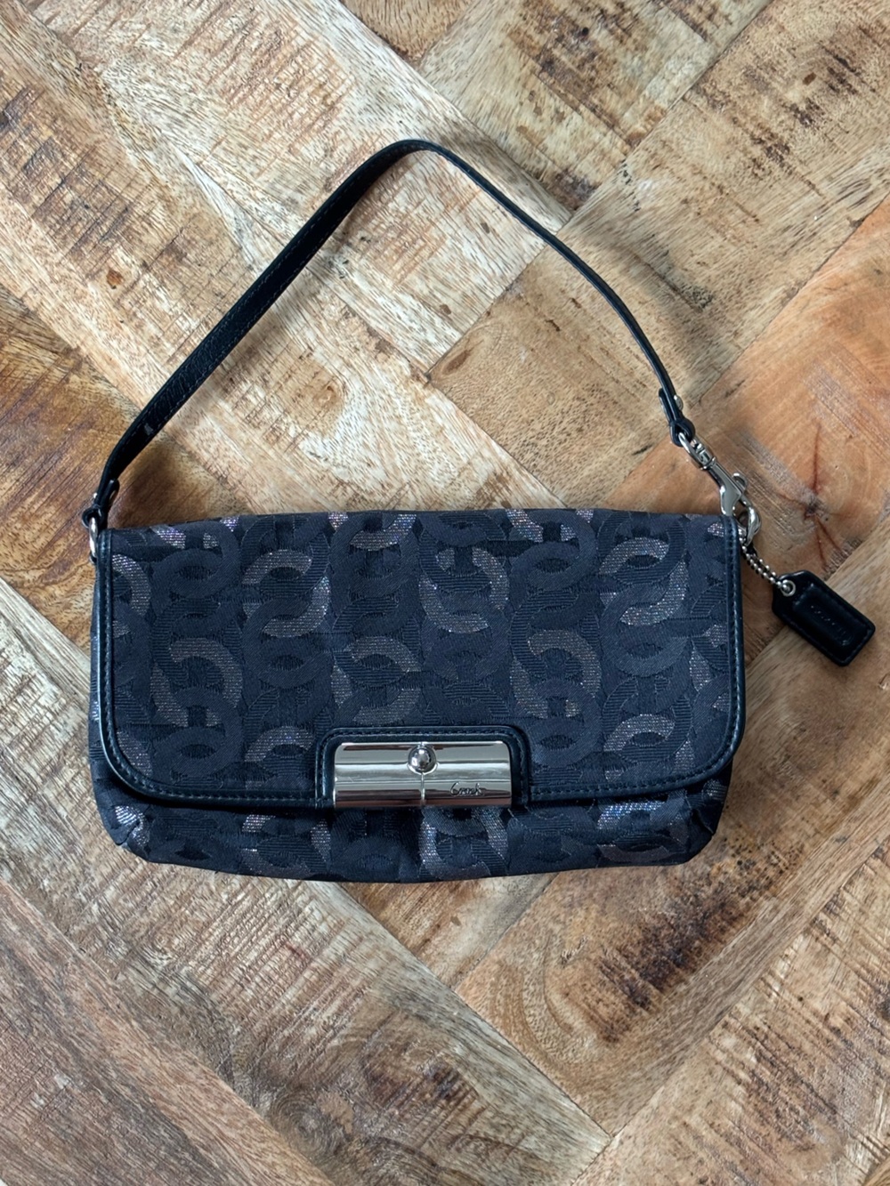 ⛓️‍💥⛓️Y2K COACH Kristin Optic Chainlink Art Large Wristlet Mini Bag⛓️⛓️‍💥